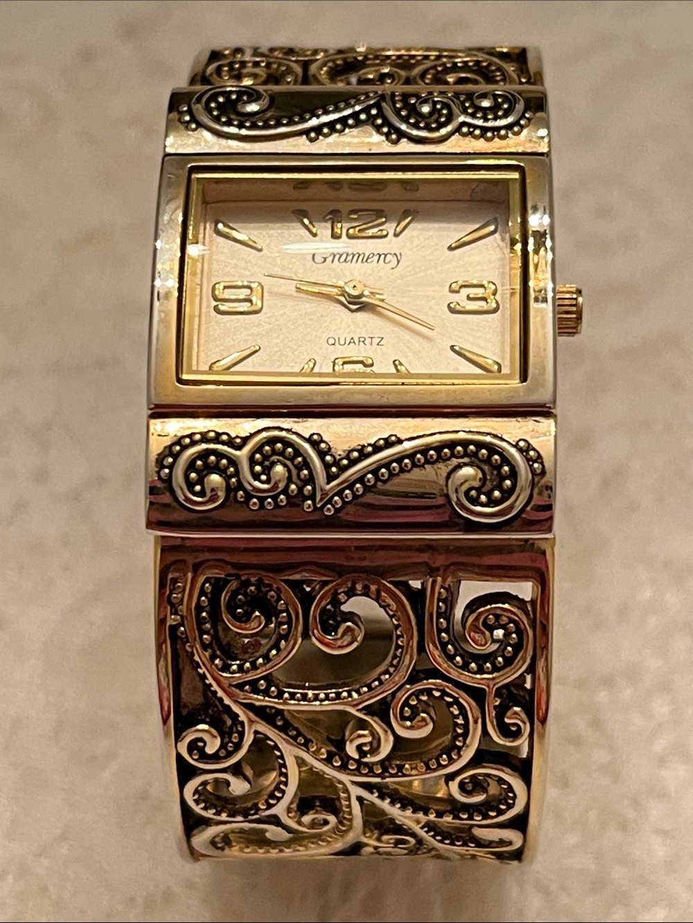 Gramercy Gold-Tone Filigree Women's Bracelet Watch